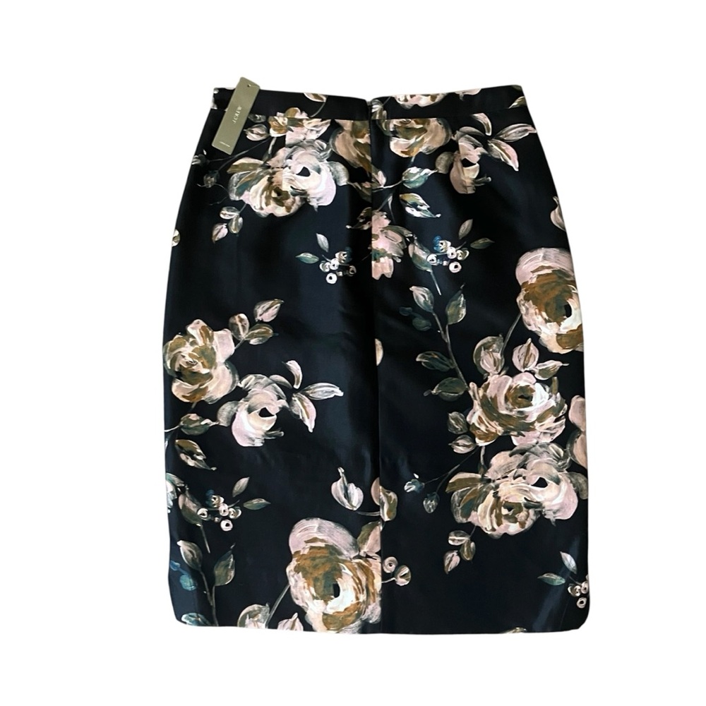Silk and Wool J. Crew Black Floral Pencil Skirt